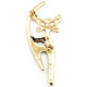 Fancy golden brooch in the shape of a cat set with white rhinestones