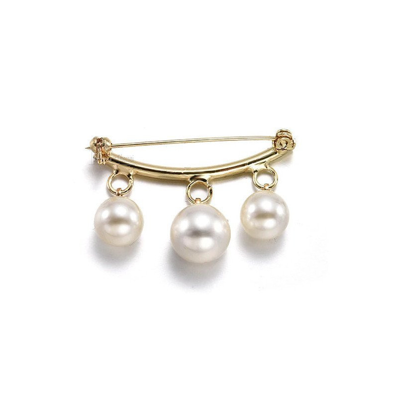 Broche dorée Fantaisie Épingle à Pull et Gilet avec Perles