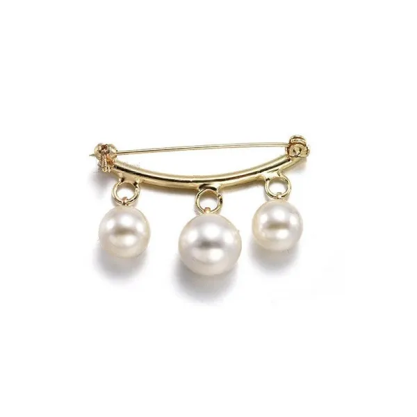 Gold Fancy Brooch Sweater and Cardigan Pin with Pearls