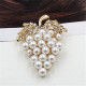 Golden Brooch Fancy Bunch of Grapes with Rhinestones