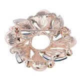Fancy Gold Brooch Opal Flower shape set with Rhinestone