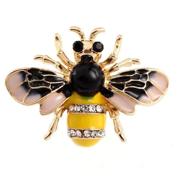 Broche dorée Fantaisie Abeille volante sertie de Strass