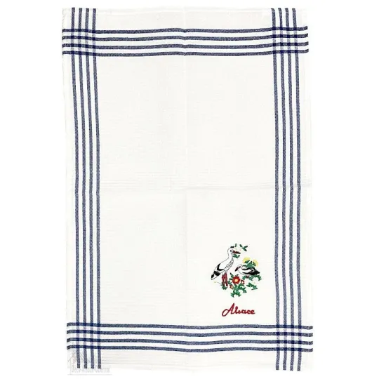 Keukenhanddoek Honingraat geborduurd Ooievaarsnest Elzas