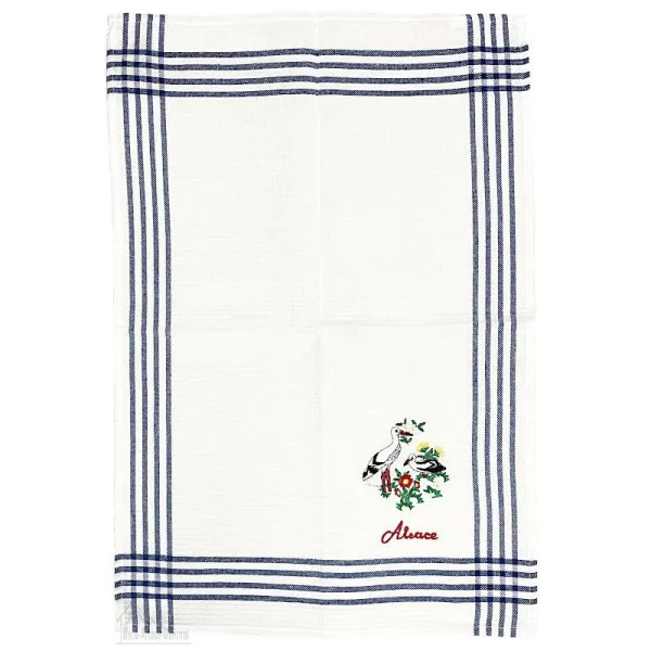 Kitchen Dishcloth Honeycomb embroidered Stork Nest of Alsace