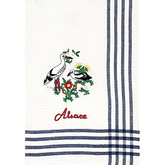 Torchon de Cuisine Nid d'Abeille brodé Nid de Cigogne d'Alsace