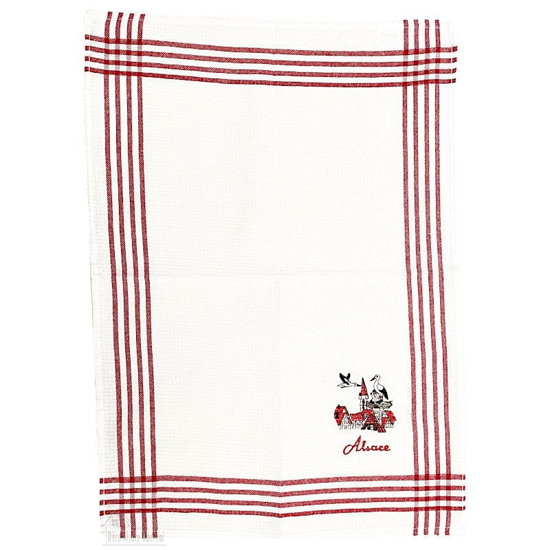 Kitchen Towel Honeycomb embroidered Trio of Stork of Alsace
