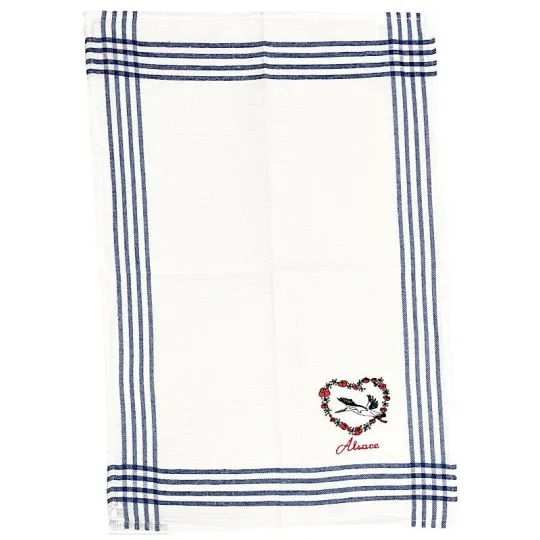 Keukenhanddoek Honingraat geborduurd blauw Ooievaarshartje