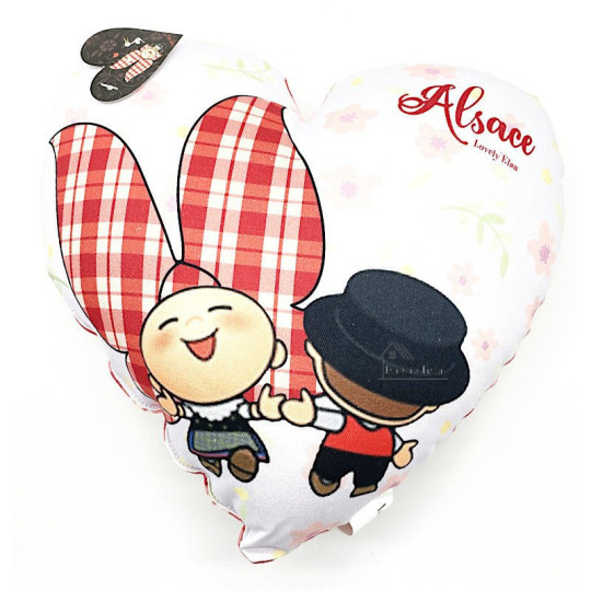 Coussin Coeur 28 cm Lovely Elsa rembourré Vichy rouge