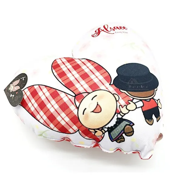 Coussin Coeur 28 cm Lovely Elsa rembourré Vichy rouge