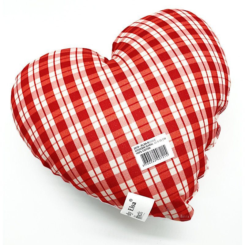 Cushion Heart 28 cm Lovely Elsa padded Gingham red
