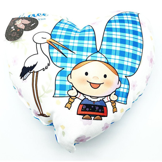 Coussin Coeur 28 cm Lovely Elsa rembourré Vichy bleu