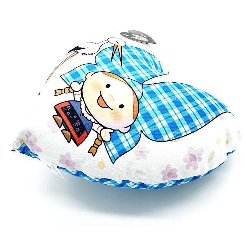 Coussin Coeur 28 cm Lovely Elsa rembourré Vichy bleu