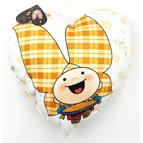 Coussin Coeur 28 cm Lovely Elsa rembourré Vichy orange
