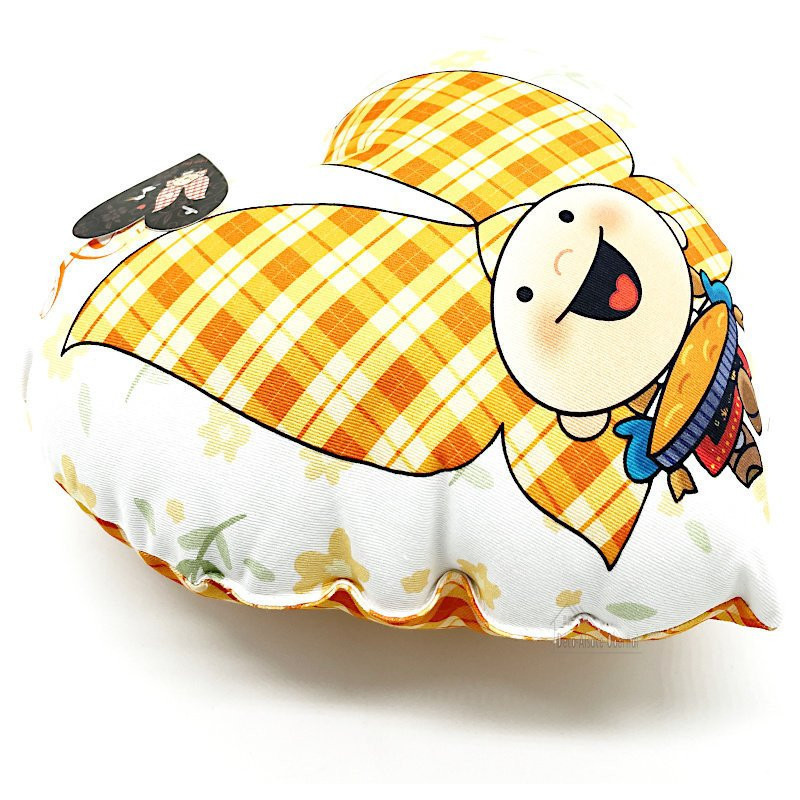 Coussin Coeur 28 cm Lovely Elsa rembourré Vichy orange