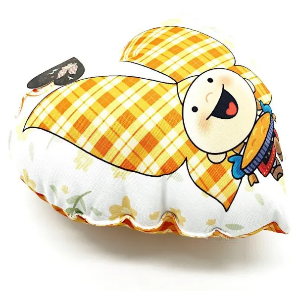 Coussin Coeur 28 cm Lovely Elsa rembourré Vichy orange