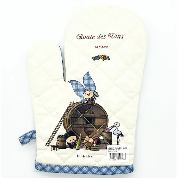Lovely Alsace Gingham Blue Kitchen Glove