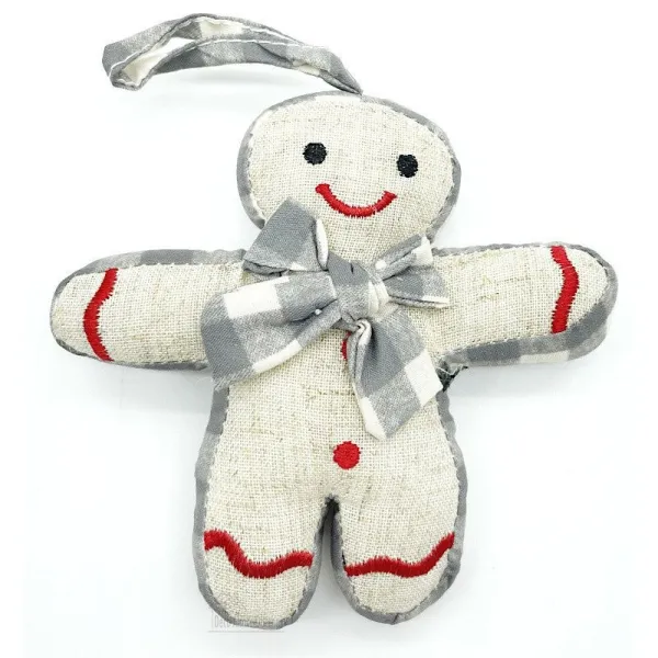 Bonhomme Mannele en Tissus Vichy gris à suspendre