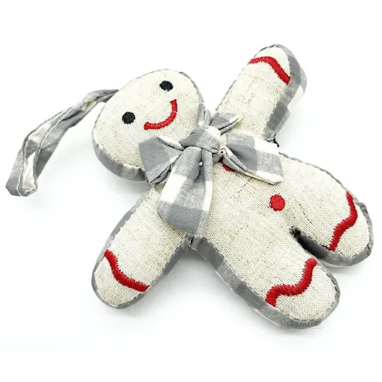 Bonhomme Mannele en Tissus Vichy gris à suspendre