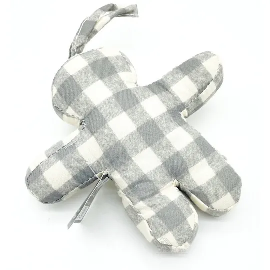 Mannele Poppenspel in Grijs Vichy Katoen om op te hangen