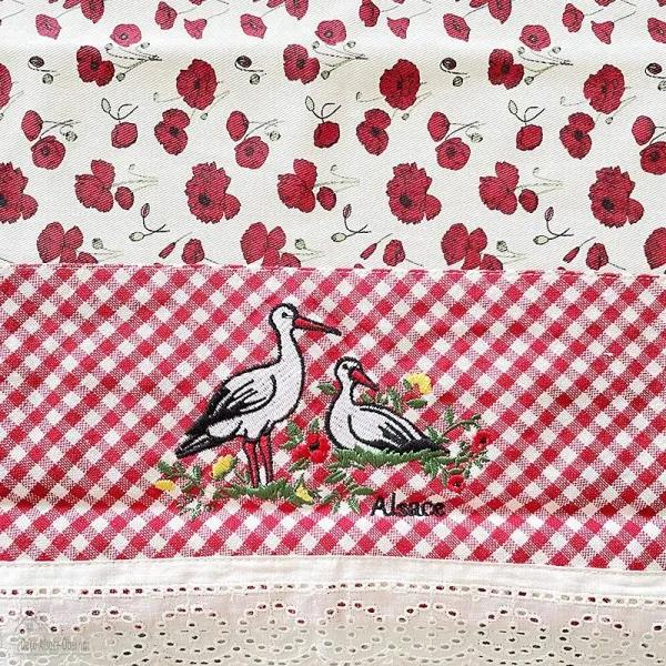 Quadratische Tischdecke 90 cm x 90 cm Dekorieren Mohnblumen Vichy und Cigognes