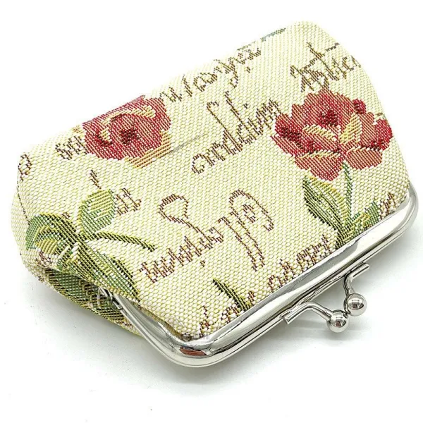 Porte Monnaie fermoir motif Rose en Fleurs