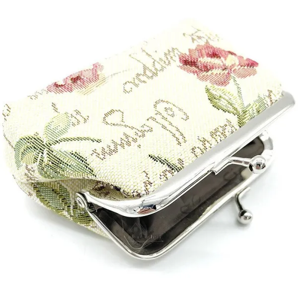 Porte Monnaie fermoir motif Rose en Fleurs