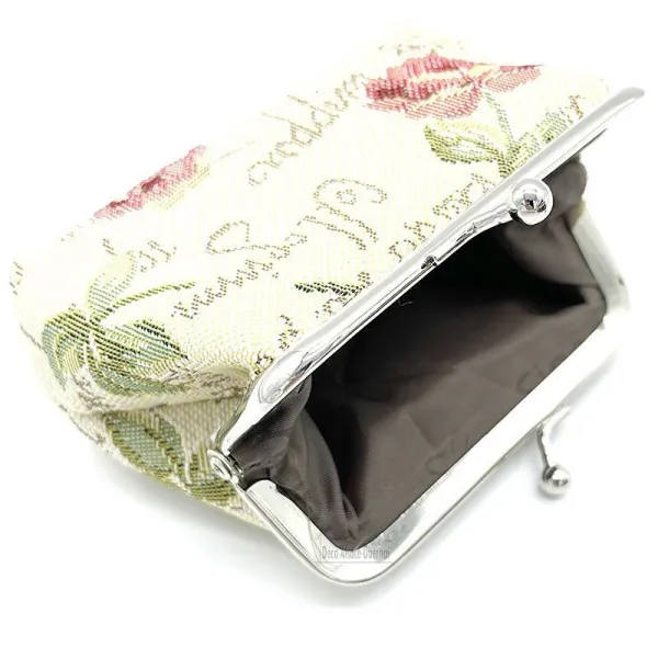 Porte Monnaie fermoir motif Rose en Fleurs
