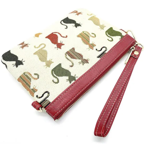Ecru Shoulder Bag with Coloured Cats motif