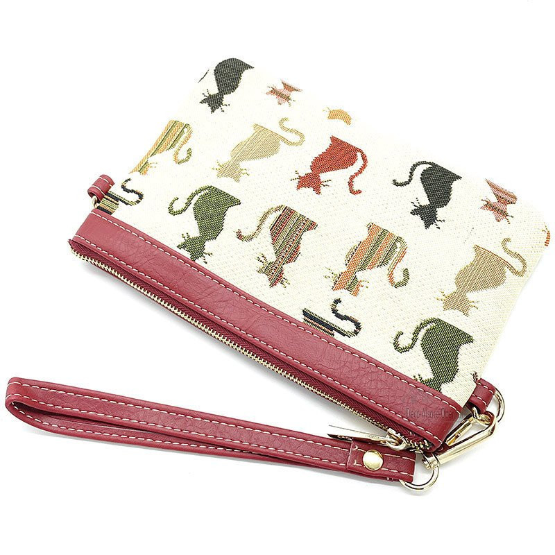 Ecru Shoulder Bag with Coloured Cats motif