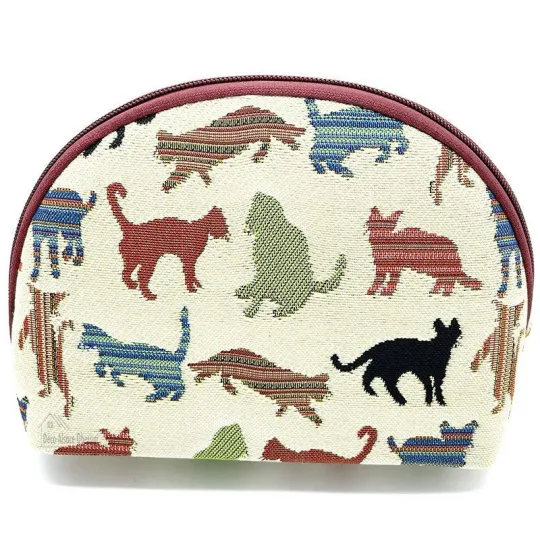 Pochette écru avec zip Chat en Couleur