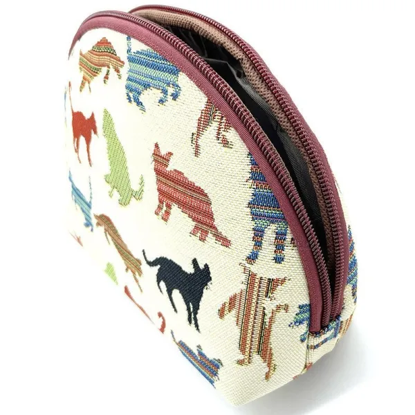 Pochette écru avec zip Chat en Couleur