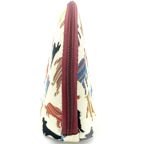 Pochette écru avec zip Chat en Couleur