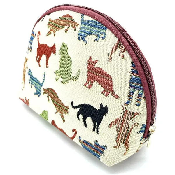 Pochette écru avec zip Chat en Couleur