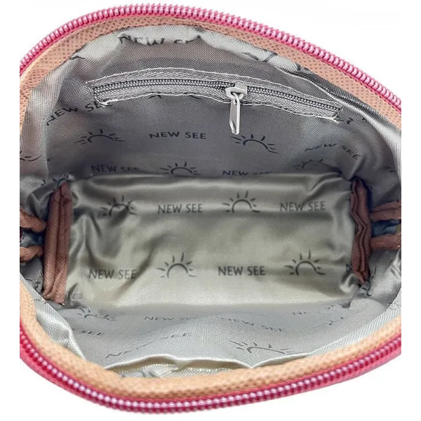 Pochette écru avec zip Chat en Couleur