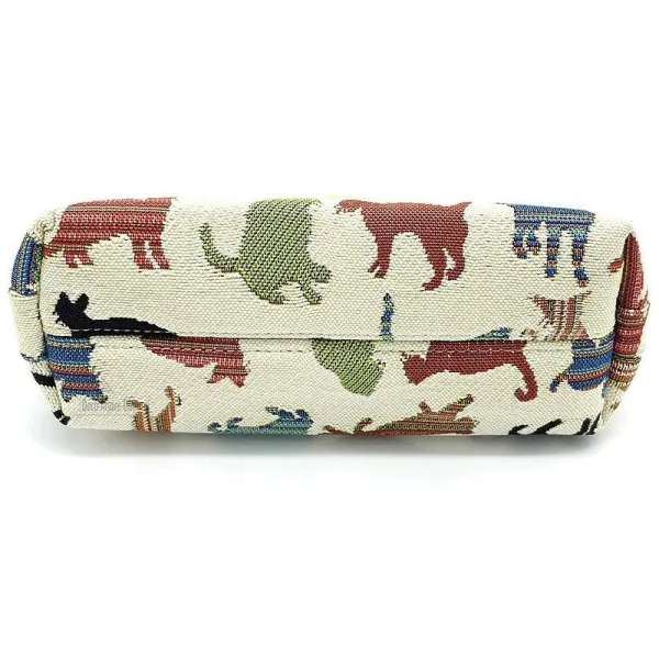 Pochette écru avec zip Chat en Couleur