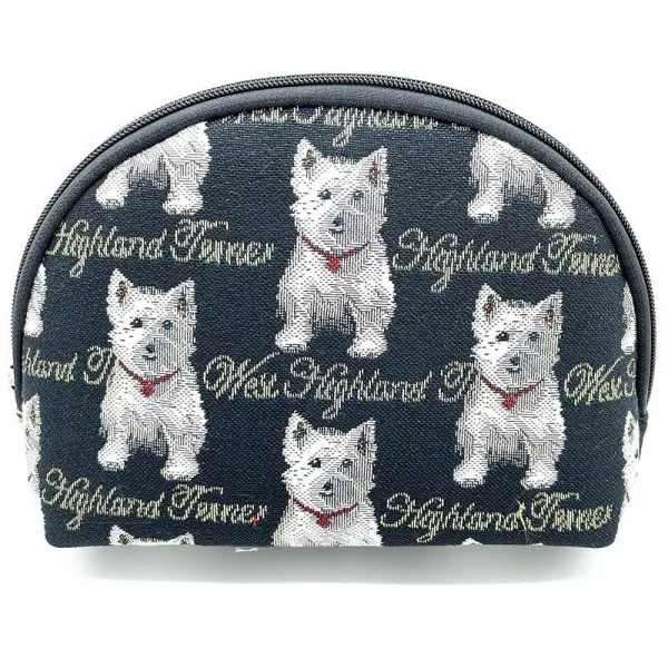Pouch with zip Westie dog motif