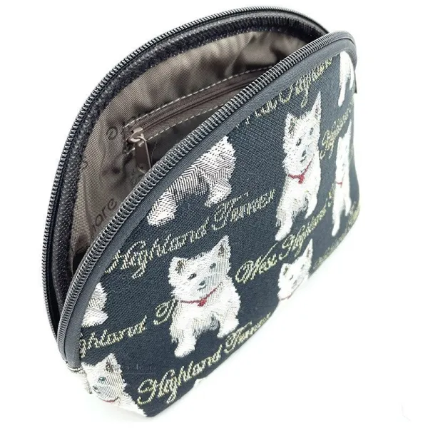 Pouch with zip Westie dog motif