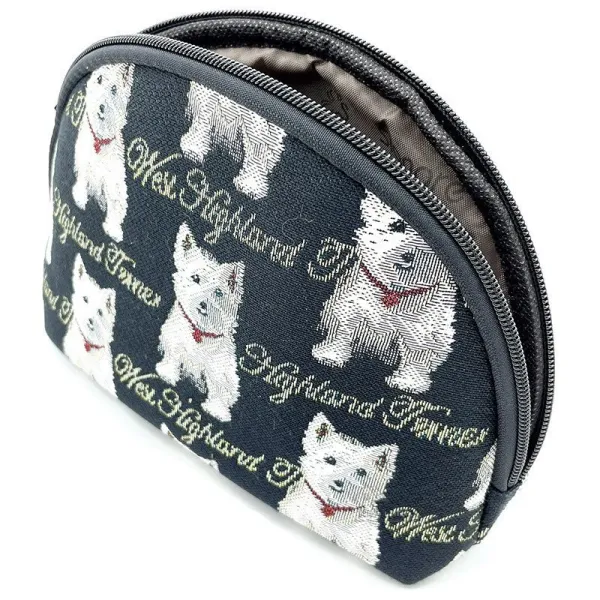 Pouch with zip Westie dog motif