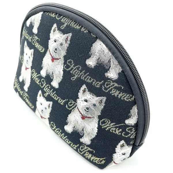 Pouch with zip Westie dog motif