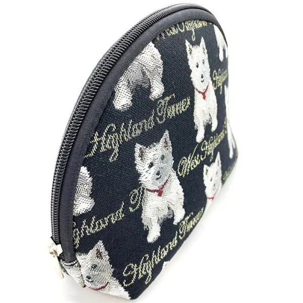 Pouch with zip Westie dog motif