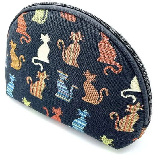 Zwarte etui met rits Chat in kleur