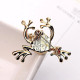 Broche dorée Fantaisie Grenouille avec Cristal et peinture émaillée