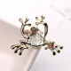 Broche dorée Fantaisie Grenouille avec Cristal et peinture émaillée