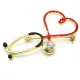 Broche dorée Fantaisie Stéthoscope avec Coeur Médecin sertie de Strass