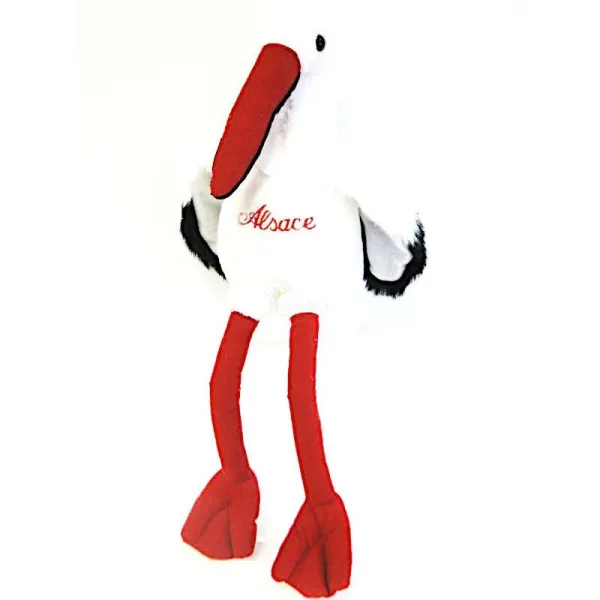 Cigogne d'Alsace en Peluche 70 cm brodé Alsace