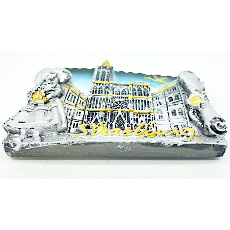 Alsatian silver decorative magnet and Strasbourg cathedral