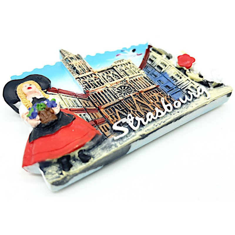 Magnet Décoratif Alsacienne et Cathédrale de Strasbourg