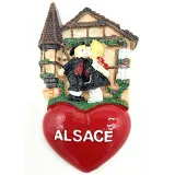 Decorative magnet Couple of Alsatian and Heart Alsace