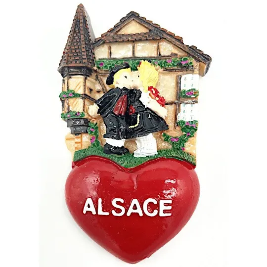 Magnet Décoratif Couple d'Alsacien et Coeur Alsace