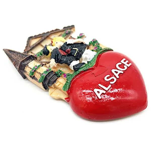 Magnet Décoratif Couple d'Alsacien et Coeur Alsace